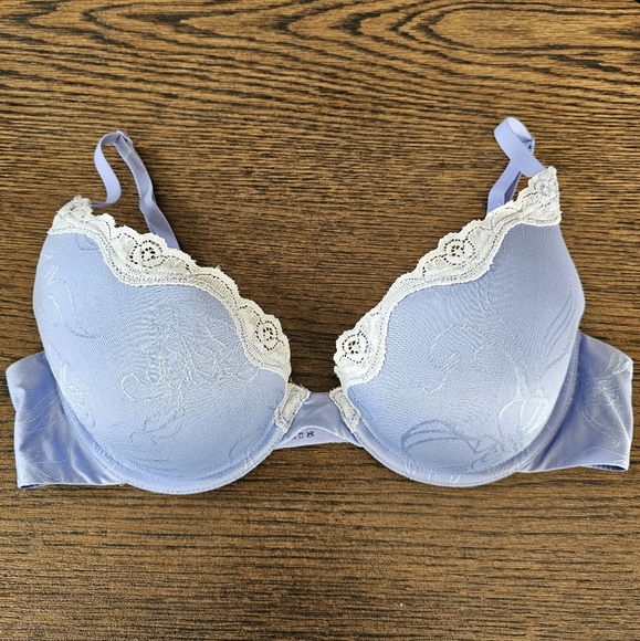 Maidenform Custom Lift Jacquard Bra with Lace Blue Push Up Bra Size Women's - Picture 6 of 10